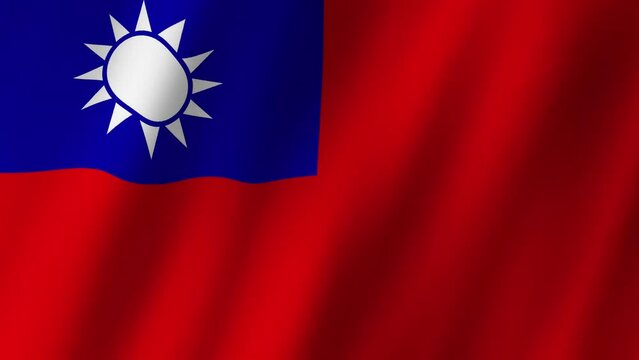 Taiwan Flag. National 3d Taiwan flag waving. Flag of Taiwan footage video waving in wind. 4K Animation