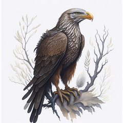 Watercolor Eagle Illustration, generative ai
