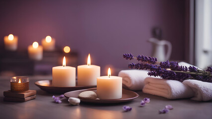 Light a lavender spa scented candle with 