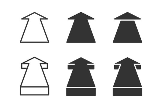 Arrow pointing forward. Straight arrow icon set. Vector illustration