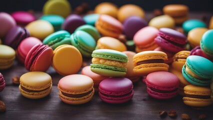 Obraz premium Close up view of delicious macarons