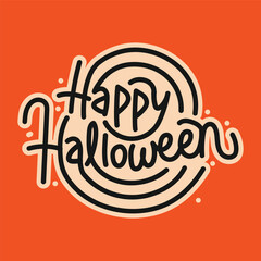 Happy Halloween beautiful typography illustration on orange background. Spooky Halloween typography design. Halloween poster, banner, template, greeting card. trick or treat party banner