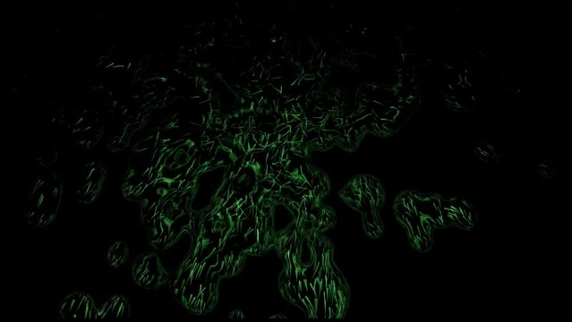 Green liquid particles in black space effect 