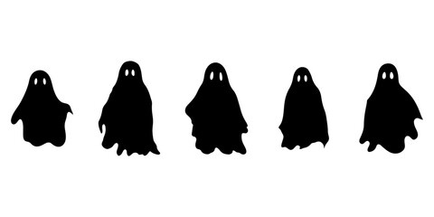 Ghosts: A Great Halloween Collection of Scary, Ghostly Monsters and Simple Spooky Character - obrazy, fototapety, plakaty
