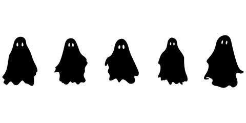 The Great Collection of Halloween Ghosts: Simple Spooky Character and Scary Ghostly Monsters - obrazy, fototapety, plakaty