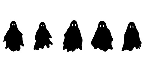 Experience the Great Collection of Ghosts this Halloween: Simple Spooky Character and Scary Ghostly Monsters - obrazy, fototapety, plakaty