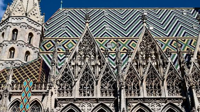 Vienna, Austria: Stephen cathedral in city centre. Details of fasade.