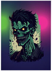 halloween zombie vector image with colorful background