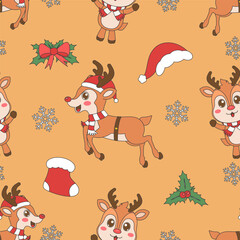 Christmas theme line art doodle cartoon pattern seamless illustration, Merry Christmas.