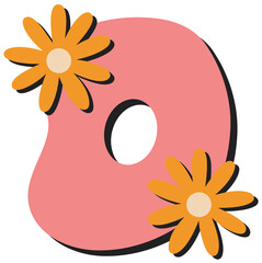 Groovy Retro Floral Lowercase Letter O