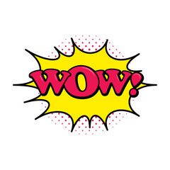Comic boom wow icon. Flat illustration of comic boom icon isolated on white background.