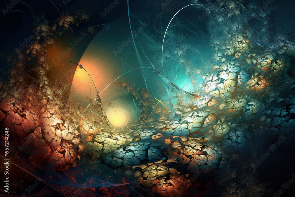 Poster 3d abstract computer fractal design. fractal is never-ending pattern. generative ai