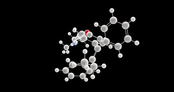 tamoxifen molecule, rotating 3D model of selective estrogen receptor modulator, looped video with alpha channel