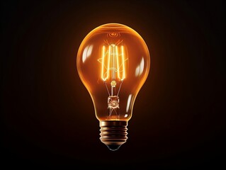 Symbol of Innovation and Ideas: Glowing Vintage Light Bulb Casting a Warm and Inviting Glow – Perfect for Enlightenment, Creativity and Discovery Themes