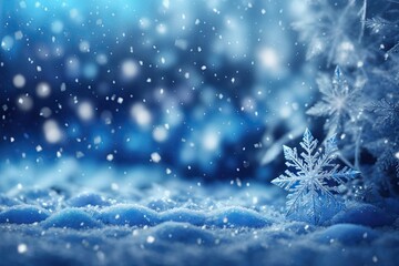 Fototapeta na wymiar frozen blue christmas background with snowflakes. ai generative