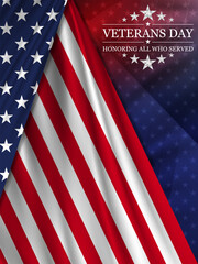 Veterans day background with flag of United States. National holiday of the USA.