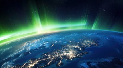 Beautiful northern lights or Aurora borealis in the sky over Trom