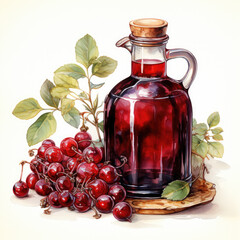 Obraz na płótnie Canvas watercolor Cranberry Juice clipart, Generative Ai