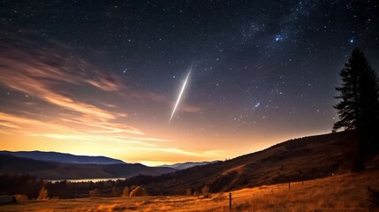 A shooting star visible in a clear night