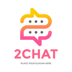 Letter or number 2 chat vector logo template. This design use communication symbol. Suitable for business.