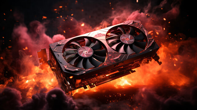 An image of graphics card that is on fire