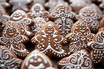 gingerbread cookies with the icing Generative AI