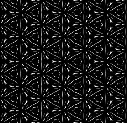 Black and white seamless abstract pattern. Background and backdrop. Grayscale ornamental design. Mosaic ornaments. Vector graphic illustration. EPS10.