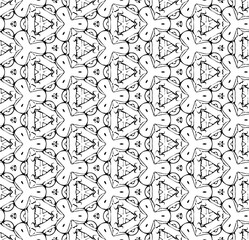 Black and white seamless abstract pattern. Background and backdrop. Grayscale ornamental design. Mosaic ornaments. Vector graphic illustration. EPS10.