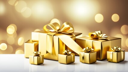 Obraz na płótnie Canvas golden gift box with ribbon