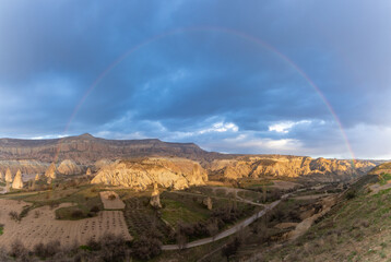 Goreme Historical National Park - Red and Meskendir Valleys Rainbow at Sunset