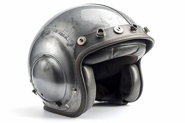 Vintage motorcycle helmet isolated on white background, clipping path included.