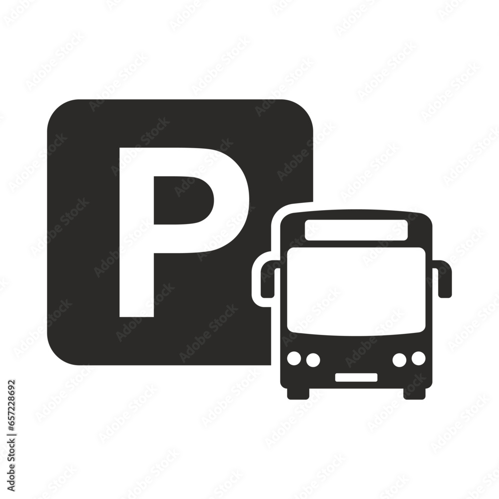 Wall mural Bus parking icon. Vector icon isolated on white background.