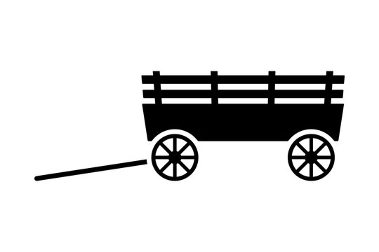 Horse cart icon. Black silhouette. Side view. Vector simple flat graphic illustration. Isolated object on a white background. Isolate.