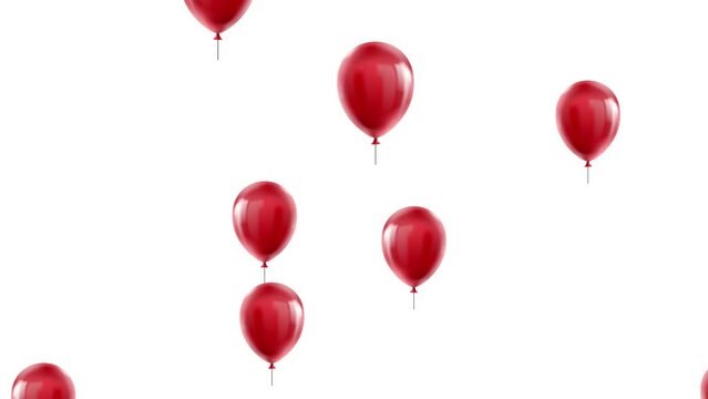 Group of Red balloon Flying up on white background. Celebration Balloons Background For Birthday, Event and Holidays Decoration