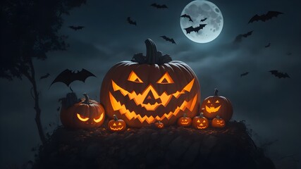 Fototapeta premium The Halloween night was filled with terror and wonder