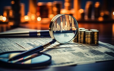 A Magnifying Glass Unearths Investment Opportunities - obrazy, fototapety, plakaty