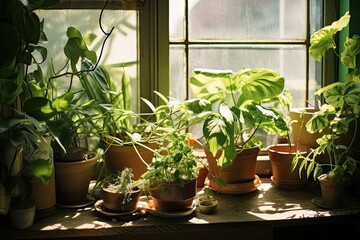 plant in pot on window sill