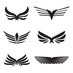Collection of modern wing logos. Vector illustration