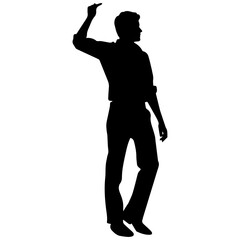 Vector silhouette of a man in a business suit standing, black color isolated on a white background