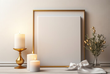 Obraz na płótnie Canvas Frame leaning on a room wall