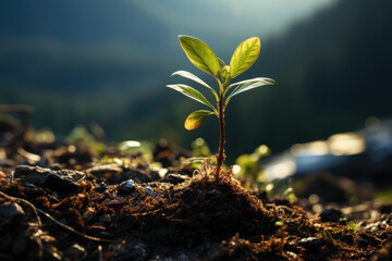A sapling growing into a sturdy tree, highlighting the natural progression of life and ecosystems....