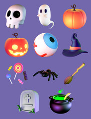 Set de iconos 3D de halloween 