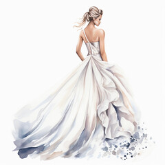 Fototapeta premium wedding dress watercolor clipart 