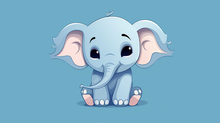 Cute Baby Elephant Vector Illustration