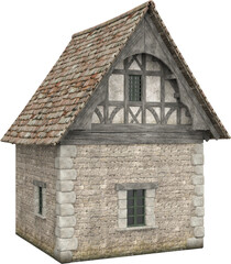 3d rendering illustration medieval building house fantasy construction isolated