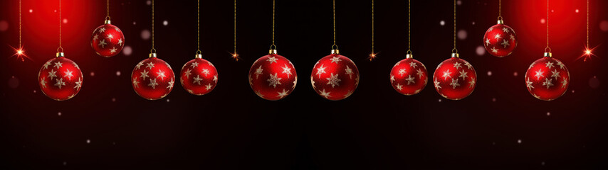 Fototapeta na wymiar Christmas baubles red, celebration, advent, decorated, christmas background black and red, banner, greeting card, bokeh