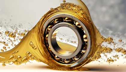 Foto auf Acrylglas Ball bearing in an oil splash, lubrication system.  © Daniel Amevor