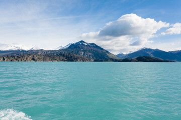 Navigation on Argentino lake, Patagonia landscape, Argentina