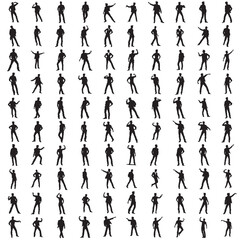 Vector silhouette of a man in a business suit standing, black color isolated on a white background