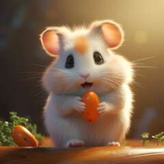 Fluffy and cute hamster in the sunlight